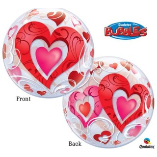 Palloncino Cuori Love BUBBLE Qualatex - 22"/ 56 cm - 1 pz