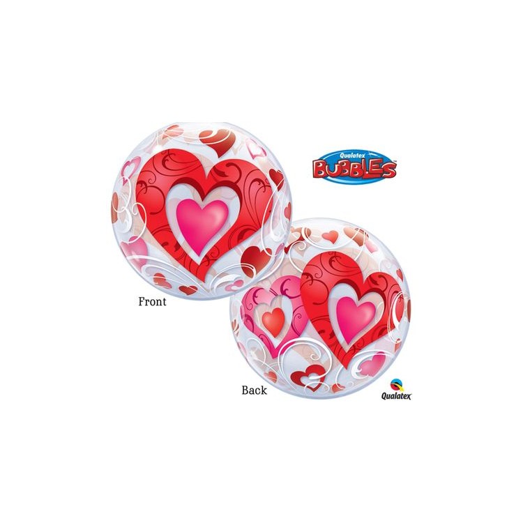 Palloncino Cuori Love BUBBLE Qualatex - 22"/ 56 cm - 1 pz