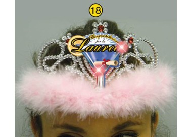  Corona / Tiara Con Led LAUREA  - 1 pezzo - plastica - color argento e Fucsia