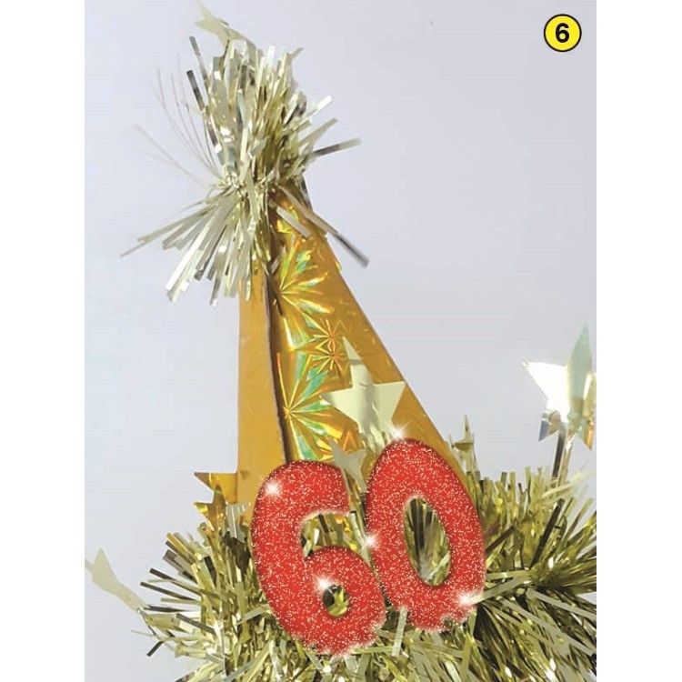  Cerchietto cappellino  Compleanno 60 anni  - 1 pezzo -  color argento e blu/oro o rosso