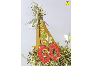  Cerchietto cappellino  Compleanno 60 anni  - 1 pezzo -  color argento e blu/oro o rosso