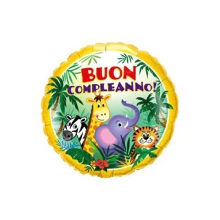 Palloncino giungla  animali della giungla - Shape - - 18"/ 46 cm    - 1 pz Marca Big Party