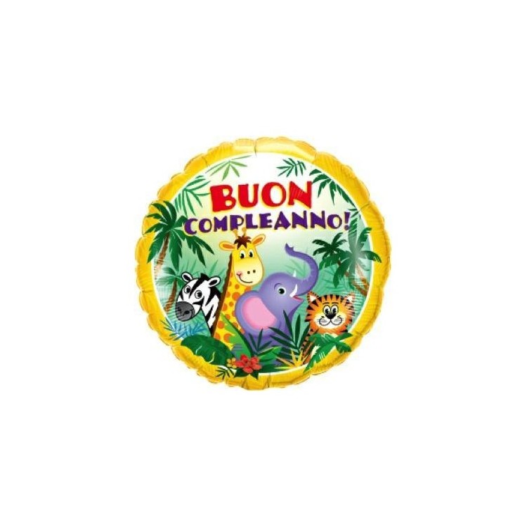 Palloncino giungla  animali della giungla - Shape - - 18"/ 46 cm    - 1 pz Marca Big Party
