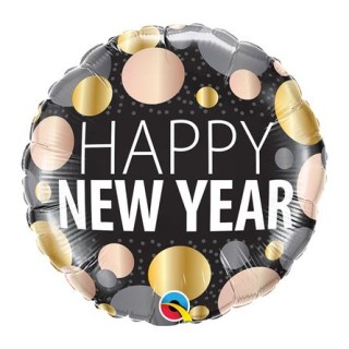 Palloncino Happy New year(Ultimo dell'anno)- Messag  -Qualatex - 46 cm  1 pz
