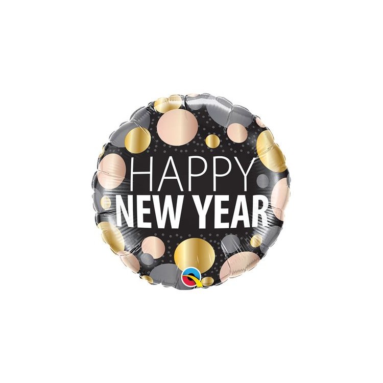Palloncino Happy New year(Ultimo dell'anno)- Messag  -Qualatex - 46 cm  1 pz