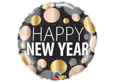 Palloncino Happy New year(Ultimo dell'anno)- Messag  -Qualatex - 46 cm  1 pz