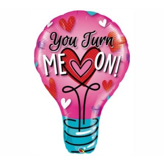Palloncino Lampada  Cuore "I Love You Jurn Me On !" cangiante - Qualatex - 40" / 102 cm - 1 pz