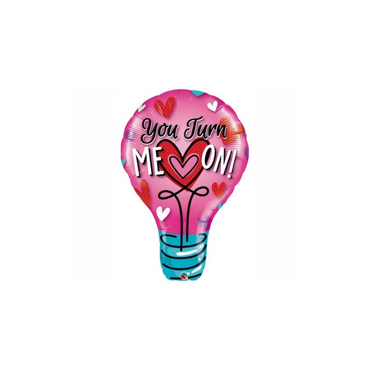 Palloncino Lampada  Cuore "I Love You Jurn Me On !" cangiante - Qualatex - 40" / 102 cm - 1 pz