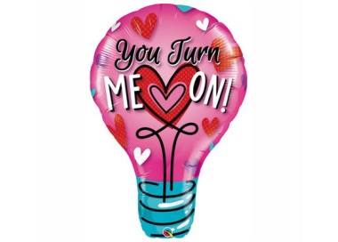 Palloncino Lampada  Cuore "I Love You Jurn Me On !" cangiante - Qualatex - 40" / 102 cm - 1 pz