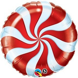 Palloncino Leccalecca rosso e bianco a spirale - Qualatex - 18" / 46 cm - 1 pz