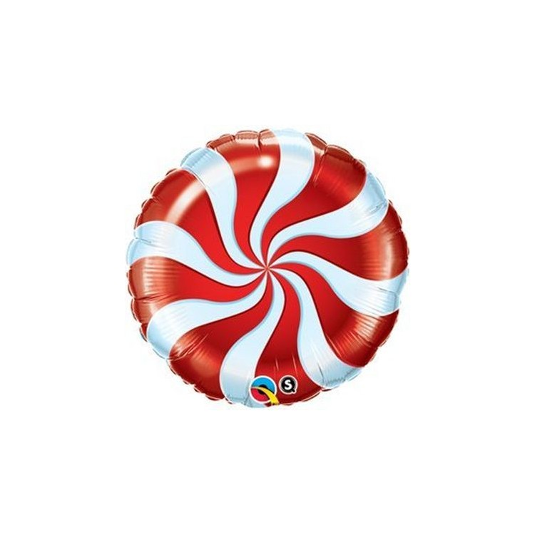 Palloncino Leccalecca rosso e bianco a spirale - Qualatex - 18" / 46 cm - 1 pz