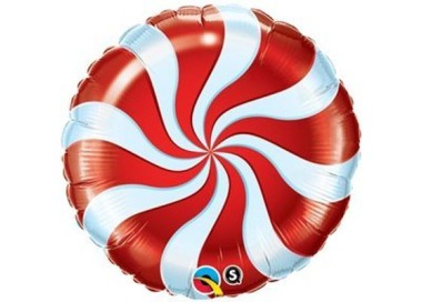 Palloncino Leccalecca rosso e bianco a spirale - Qualatex - 18" / 46 cm - 1 pz
