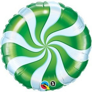 Palloncino Leccalecca verde e bianco a spirale - Qualatex - 18" / 46 cm - 1 pz