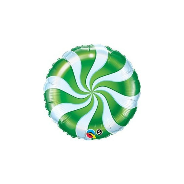 Palloncino Leccalecca verde e bianco a spirale - Qualatex - 18" / 46 cm - 1 pz