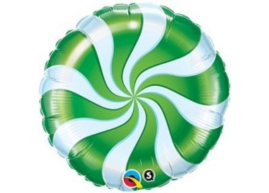 Palloncino Leccalecca verde e bianco a spirale - Qualatex - 18" / 46 cm - 1 pz