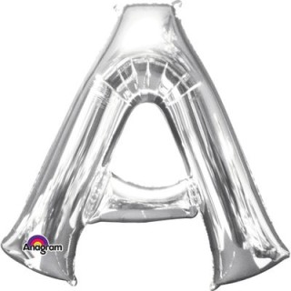 Palloncino lettera A tridimensionale  in foil colore argento misura 16 in/40 cm Anagram pz 1