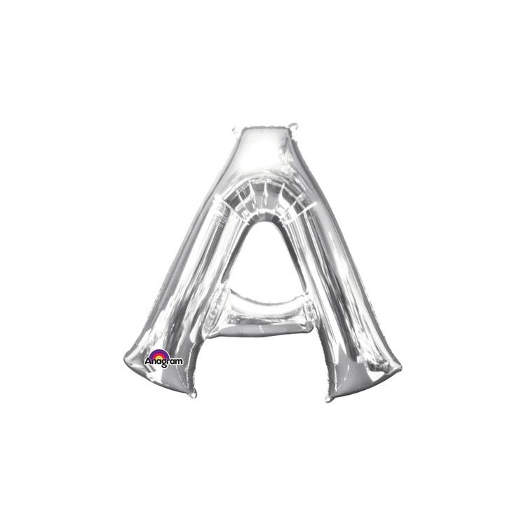 Palloncino lettera A tridimensionale  in foil colore argento misura 16 in/40 cm Anagram pz 1
