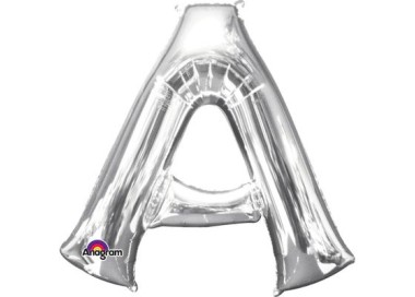 Palloncino lettera A tridimensionale  in foil colore argento misura 16 in/40 cm Anagram pz 1