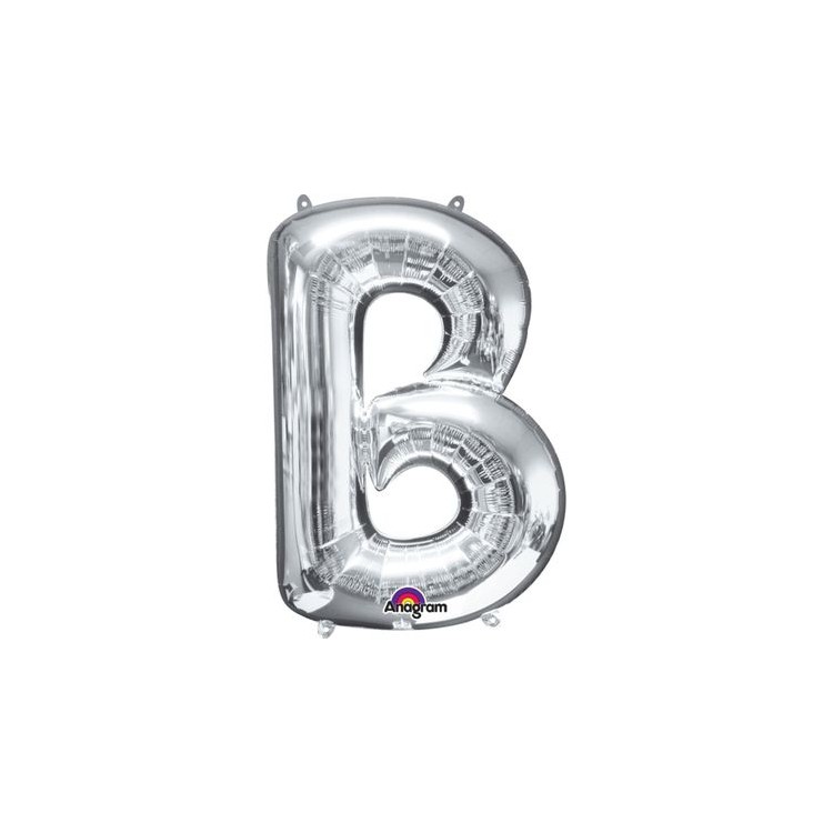 Palloncino lettera B tridimensionale  in foil colore argento misura 16 in/40 cm Anagram pz 1
