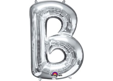 Palloncino lettera B tridimensionale  in foil colore argento misura 16 in/40 cm Anagram pz 1