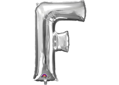 Palloncino lettera F tridimensionale  in foil colore argento misura 16 in/40 cm Anagram pz 1