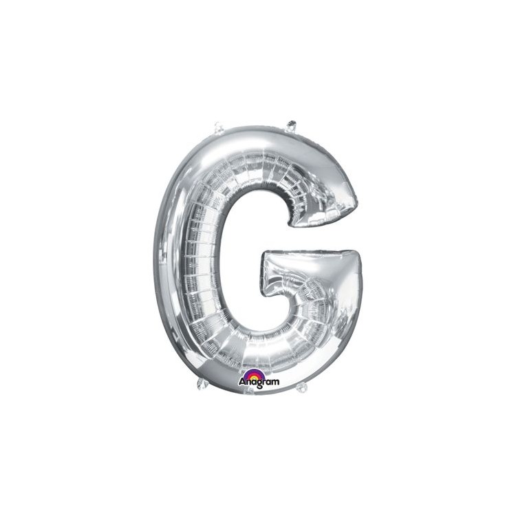 Palloncino lettera G tridimensionale  in foil colore argento misura 16 in/40 cm Anagram pz 1