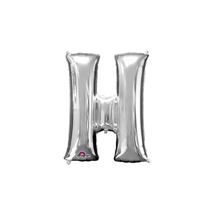 Palloncino lettera H tridimensionale  in foil colore argento misura 16 in/40 cm Anagram pz 1
