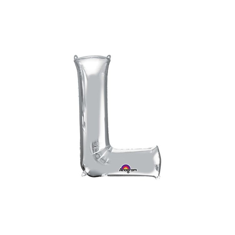 Palloncino lettera L tridimensionale  in foil colore argento misura 16 in/40 cm Anagram pz 1