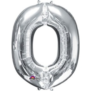 Palloncino lettera O tridimensionale  in foil colore argento misura 16 in/40 cm Anagram pz 1