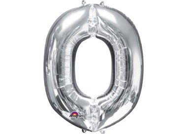 Palloncino lettera O tridimensionale  in foil colore argento misura 16 in/40 cm Anagram pz 1