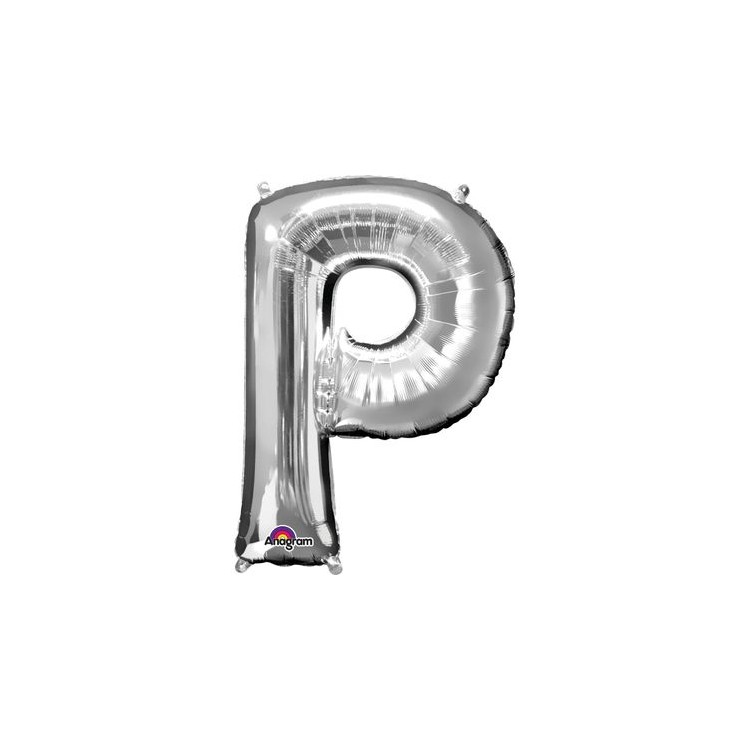 Palloncino lettera P tridimensionale  in foil colore argento misura 16 in/40 cm Anagram pz 1