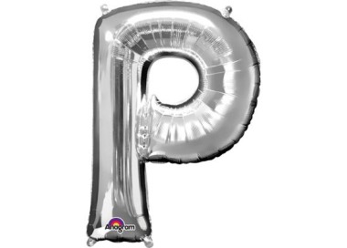 Palloncino lettera P tridimensionale  in foil colore argento misura 16 in/40 cm Anagram pz 1
