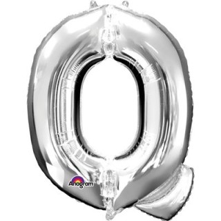 Palloncino lettera Q tridimensionale  in foil colore argento misura 16 in/40 cm Anagram pz 1