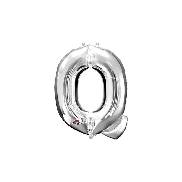 Palloncino lettera Q tridimensionale  in foil colore argento misura 16 in/40 cm Anagram pz 1