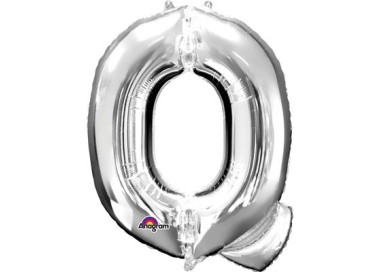 Palloncino lettera Q tridimensionale  in foil colore argento misura 16 in/40 cm Anagram pz 1