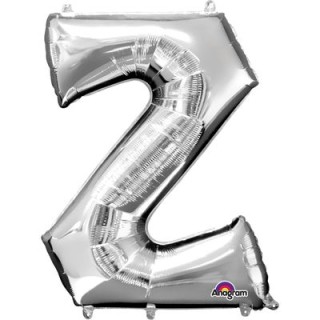 Palloncino lettera Z tridimensionale  in foil colore argento misura 16 in/40 cm Anagram pz 1