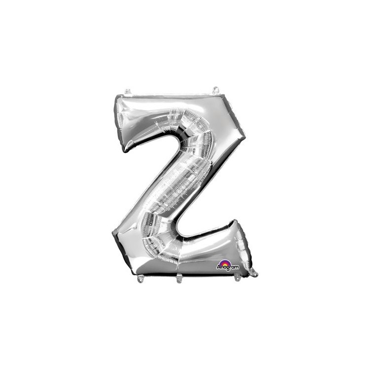 Palloncino lettera Z tridimensionale  in foil colore argento misura 16 in/40 cm Anagram pz 1