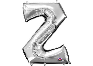 Palloncino lettera Z tridimensionale  in foil colore argento misura 16 in/40 cm Anagram pz 1