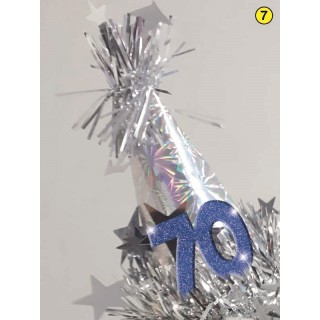  Cerchietto cappellino  Compleanno 70 anni  - 1 pezzo -  color argento e blu/oro o rosso