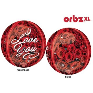 Palloncino Love Rose Rosse "I Love You" - Sfera Orbz XL - Anagram - 38 cm x 40 cm - 1 pz