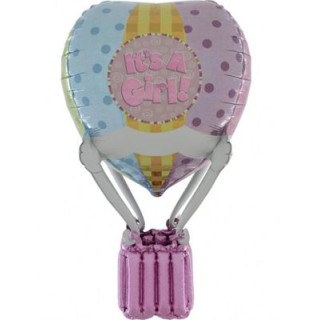 Palloncino Mongolfiera  Nascita Bambina 4D- Supershape Mongolfiera  91 cm - Grabo -  1 pz