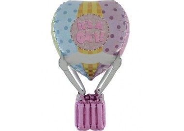 Palloncino Mongolfiera  Nascita Bambina 4D- Supershape Mongolfiera  91 cm - Grabo -  1 pz