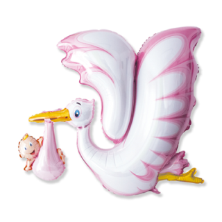 Palloncino Nascita Bambina - Supershape Cicogna - 94 cm x 106 cm  1 pz