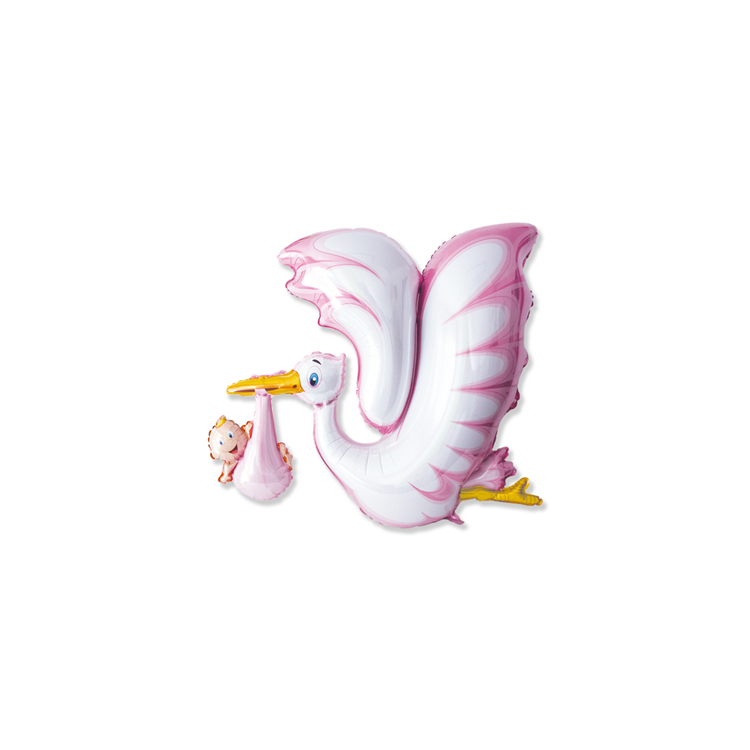 Palloncino Nascita Bambina - Supershape Cicogna - 94 cm x 106 cm  1 pz