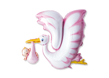 Palloncino Nascita Bambina - Supershape Cicogna - 94 cm x 106 cm  1 pz