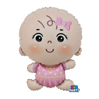 Palloncino Nascita BIMBA  a forma di BIMBA rosa - 49 x 69,5 cm - 1 pezzo