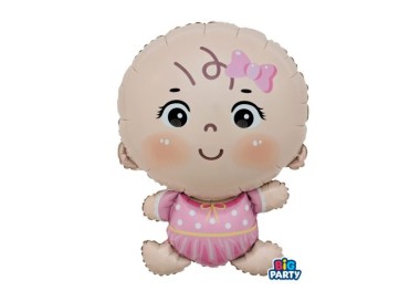 Palloncino Nascita BIMBA  a forma di BIMBA rosa - 49 x 69,5 cm - 1 pezzo
