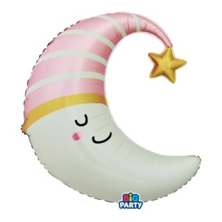 Palloncino Nascita BIMBA  a forma di MEZZA LUNA rosa - 54 x 87 cm - 1 pezzo
