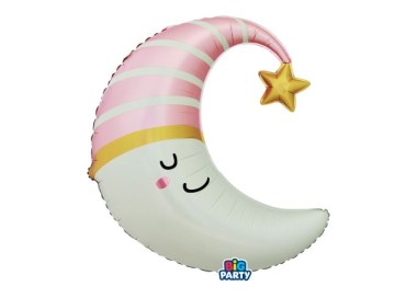 Palloncino Nascita BIMBA  a forma di MEZZA LUNA rosa - 54 x 87 cm - 1 pezzo