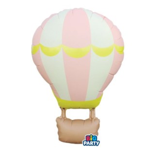 Palloncino Nascita BIMBA  a forma di MONGOLFIERA  rosa - 54 x 87 cm - 1 pezzo